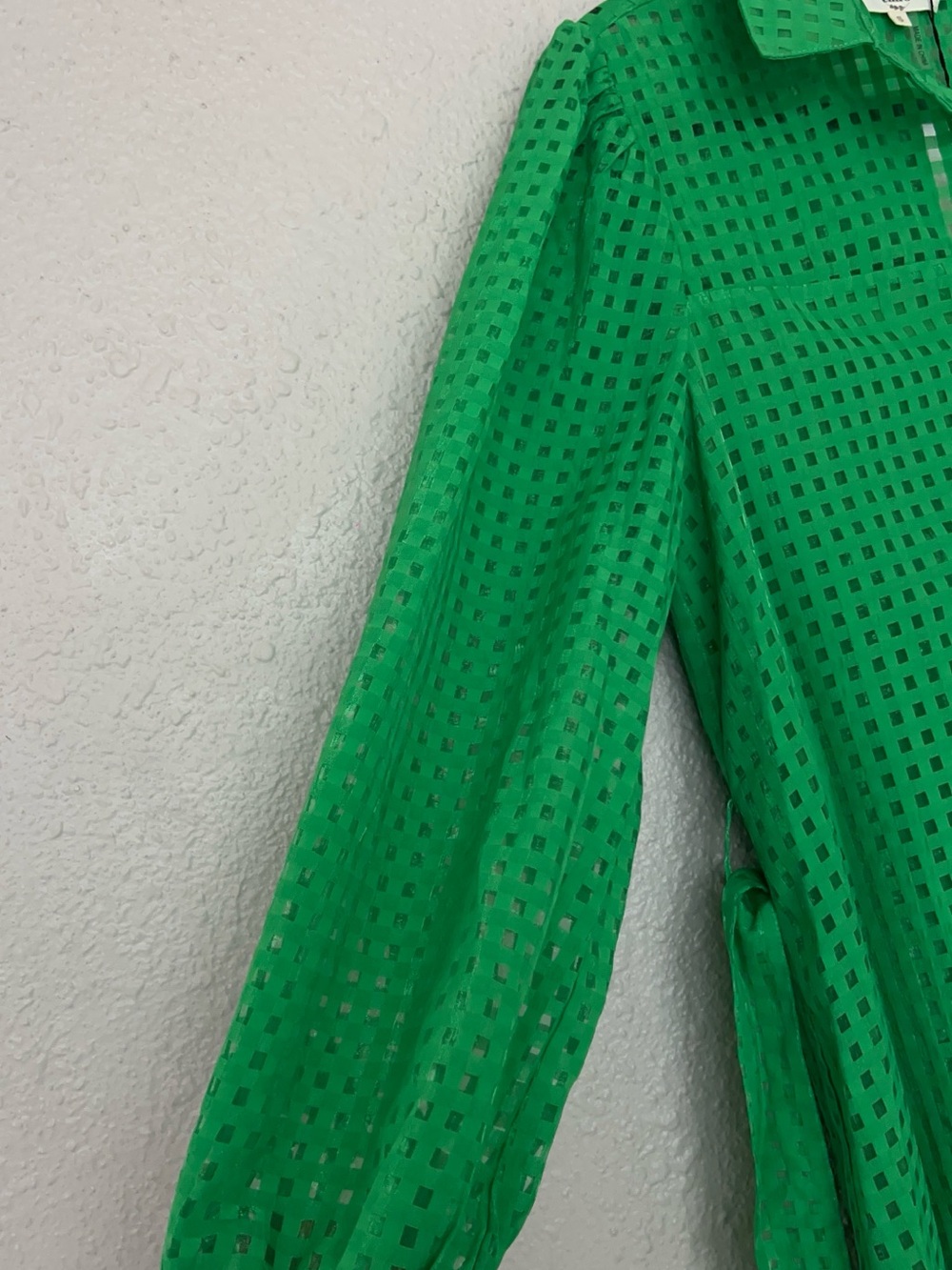 entro Green Eyelet Midi Shirt Dress - Picture 4 of 14